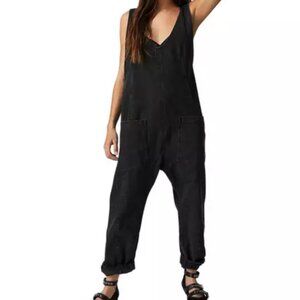 Free People High Roller Jumpsuit Mineral Black size L
